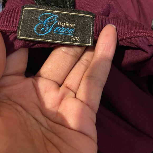 Grace Women's Plum Black Floral Lace Low Cut Maxi Dress Sexy Romantic S/M - Picture 8 of 8